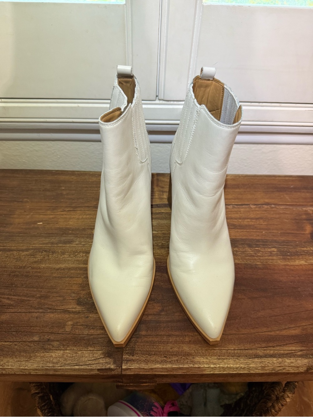 Marc Fisher White Pointed Toe Leather Ankle Booties